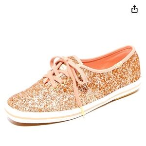 kate spade new york logo & detailing Canvas upper covered in crushed glitter